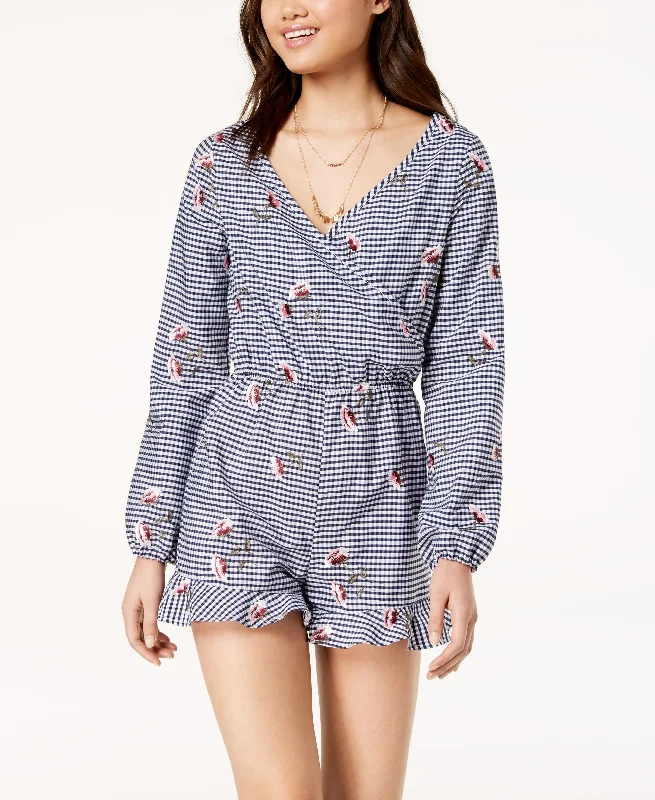 Deep Discounts The Edit By Seventeen Juniors Embroidered Gingham Romper