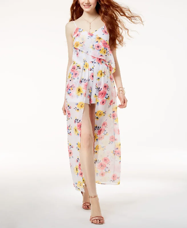 Can't Miss The Edit By Seventeen Juniors Floral Print Maxi Romper