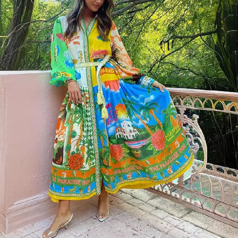 Epic Deals The Paradise Inn Printed Maxi Dress