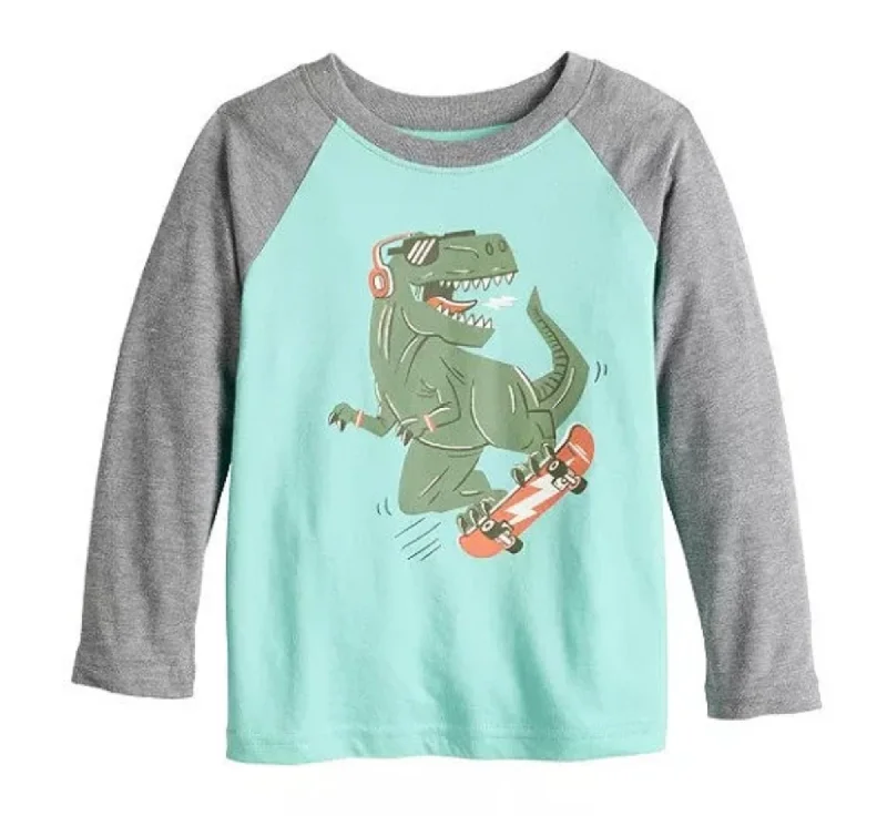 Super Bargain Toddler Boy Jumping Beans® Long Raglan Sleeve Graphic Tee Aqua Dino