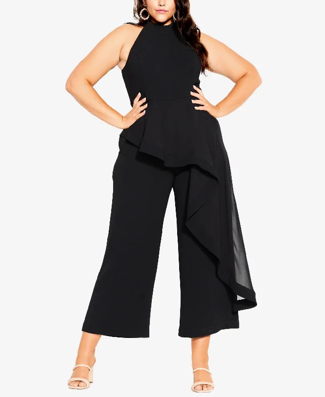Extra Savings Trendy Plus Size Class Halter Jumpsuit