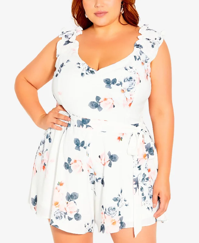 Bargain Bin Trendy Plus Size Lotus Lust V-neck Romper