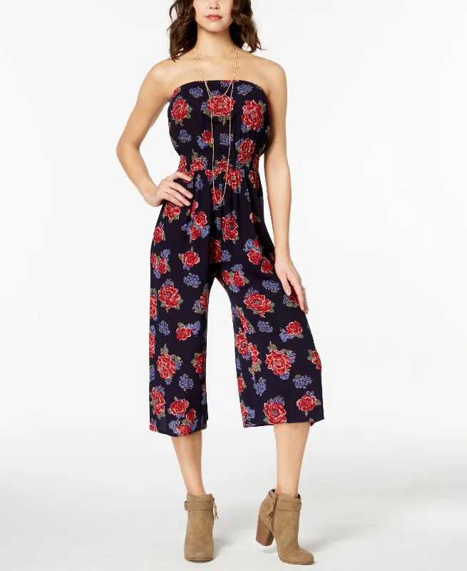 Online Only Ultra Flirt Juniors Printed Tube Top Capri Jumpsuit