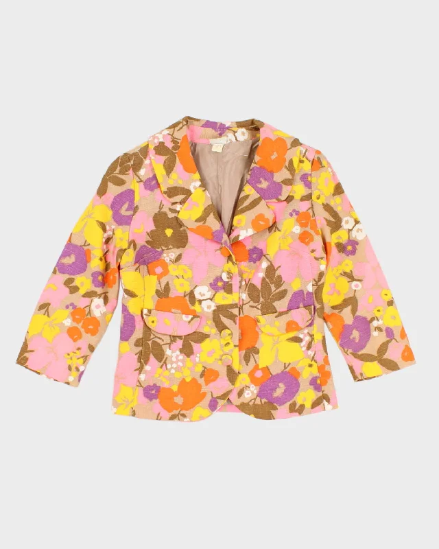 Massive Deals Vintage 60s Tan Jay Floral Woven Blazer - S