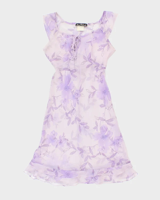 Steals and Deals Vintage Euro Mode Purple Floral Slip Dress - M