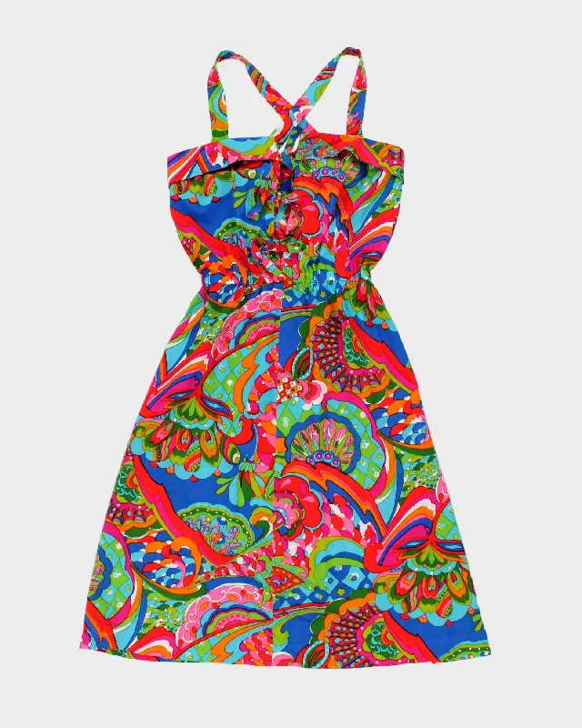 Price Reduction Vintage Handmade Psychedelic Print Mini Dress - XS/S