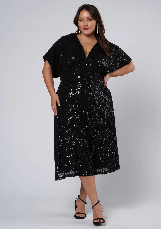 YEAR-End Sale Want you Sequin Midi Dress