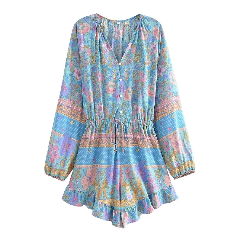 Deep Discounts Whispering Blossoms Playsuit in Blue