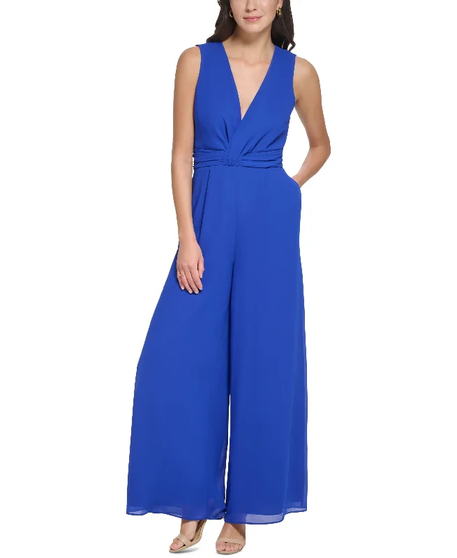 Closeout Women's Chiffon Twist-Front Jumpsuit