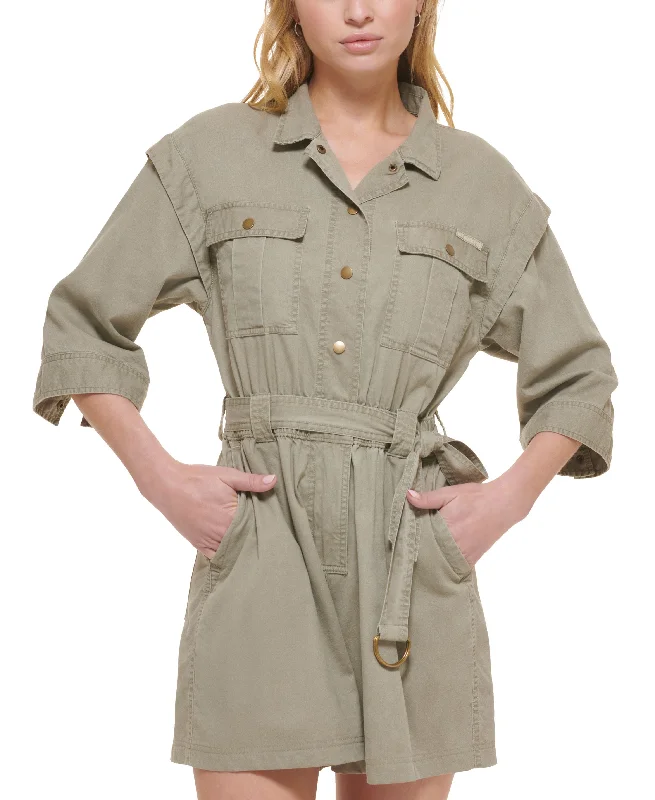 Clearance Sale Women's Elbow-Sleeve Cargo Romper