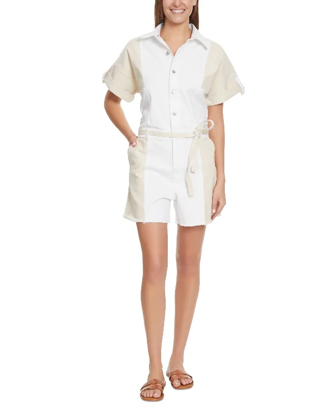 Price Meltdown Women's Gloria Vanderbilt x Christian Siriano Colorblocked Short-Sleeve Romper