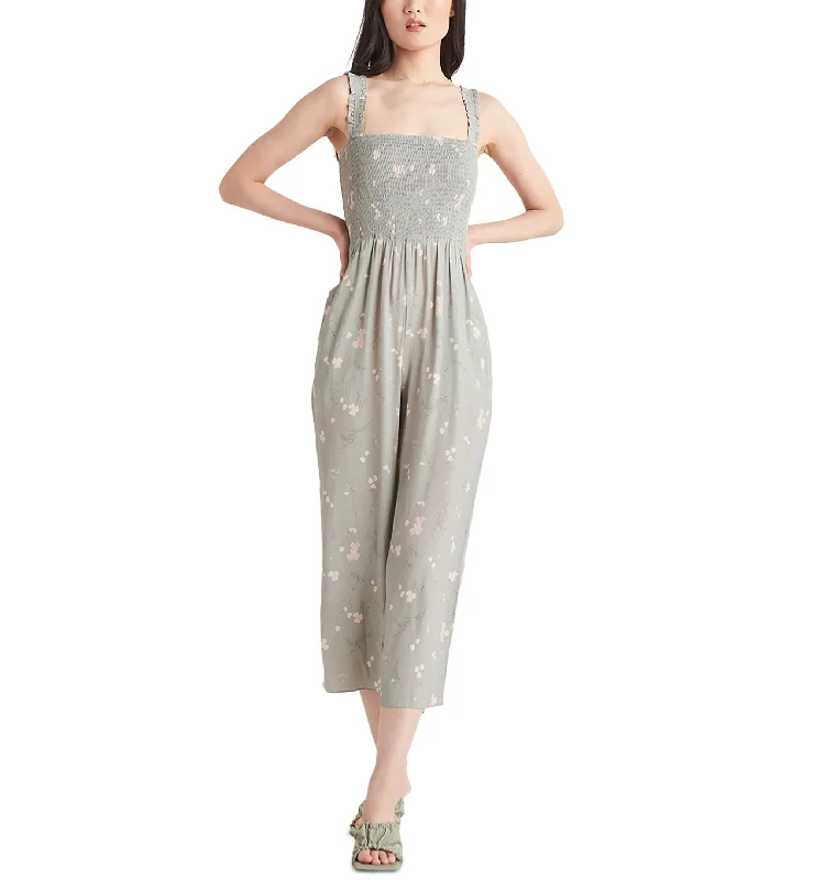 Super Sale Women's Smocked Printed Wide-Leg Jumpsuit