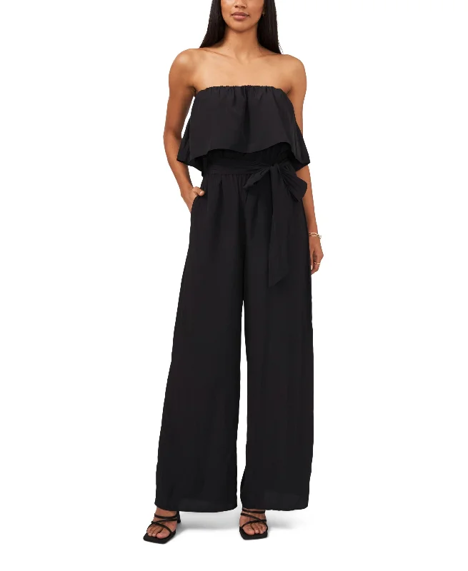 Instant Discount Women's Strapless Tie Waist Solid Jumpsuit