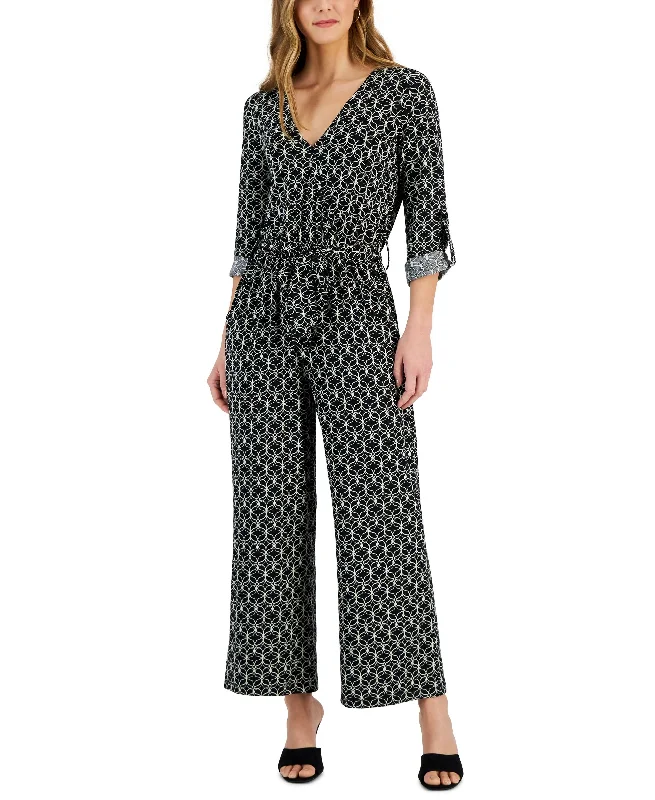 Daily Deals Women's Surplice Tab-Sleeve Jumpsuit