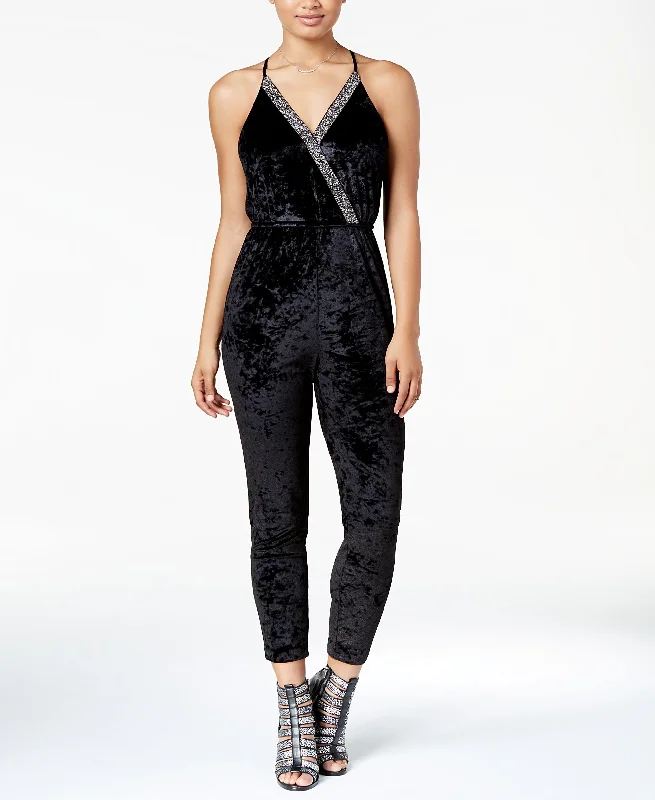 Buy Now XOXO Juniors Crushed Velvet Embellished Jumpsuit