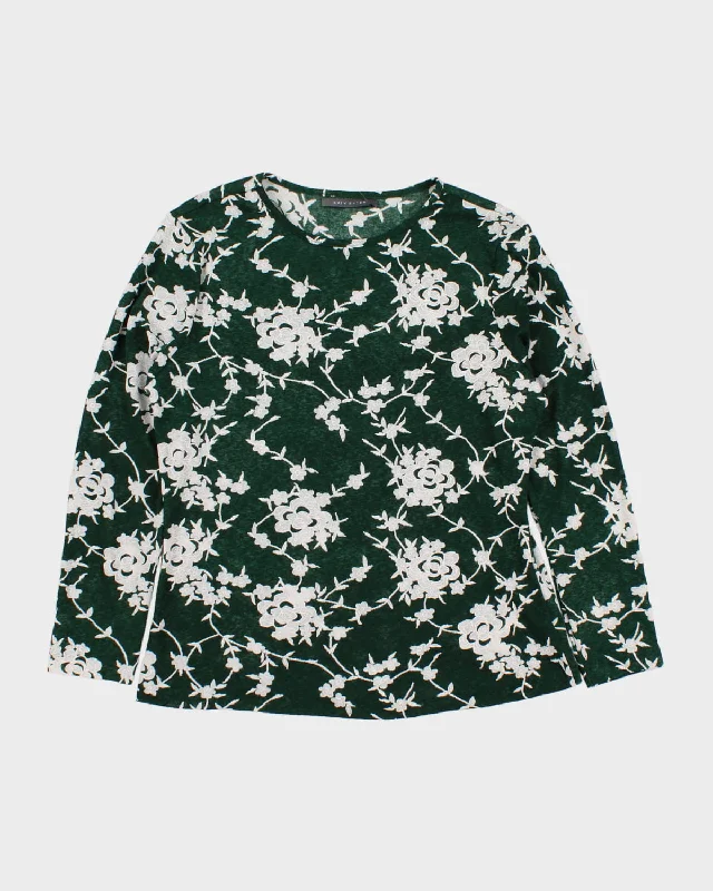 Deal Dash 00s Suzy Shier Floral Green Long Sleeve Top - M